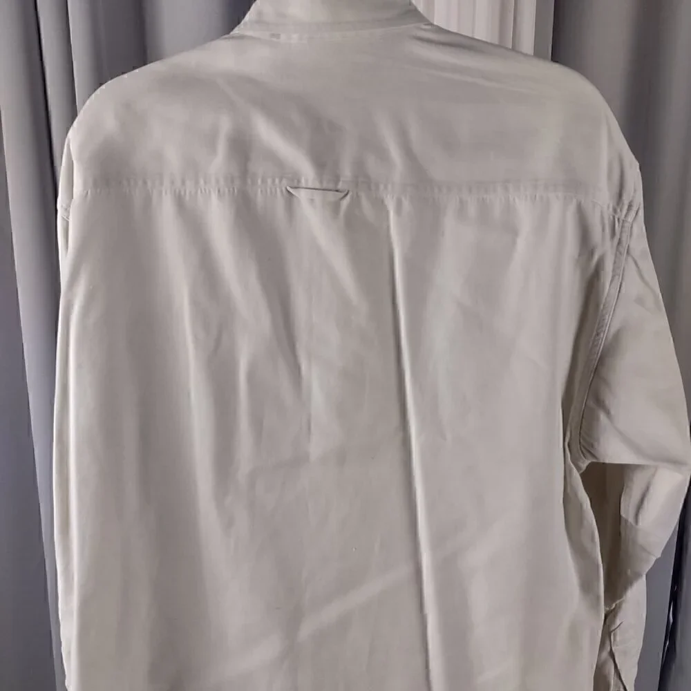 Keeler Bay Mens 100% Cotton Long Sleeve Button Down Beige Shirt Size Medium